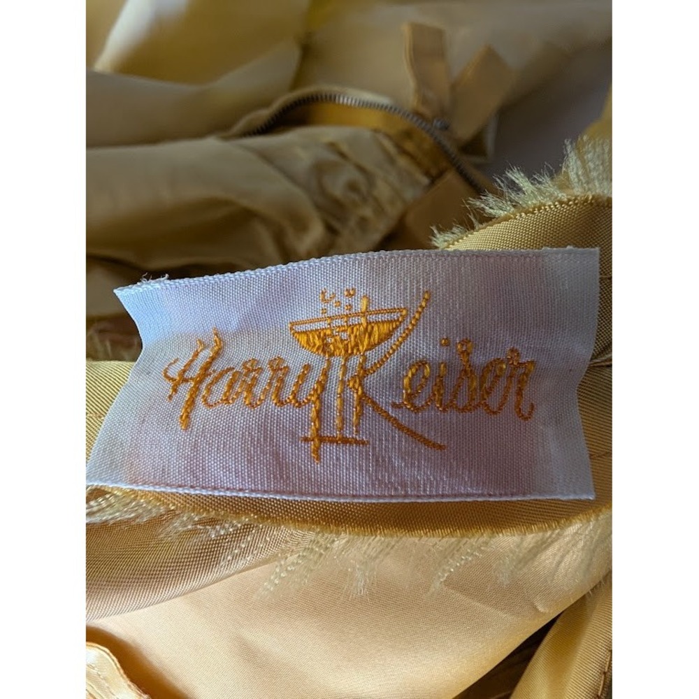 Vintage Harry Keiser Yellow Two Tone Formal Evening Gown Bow Accent MCM Dress - Picture 7 of 7